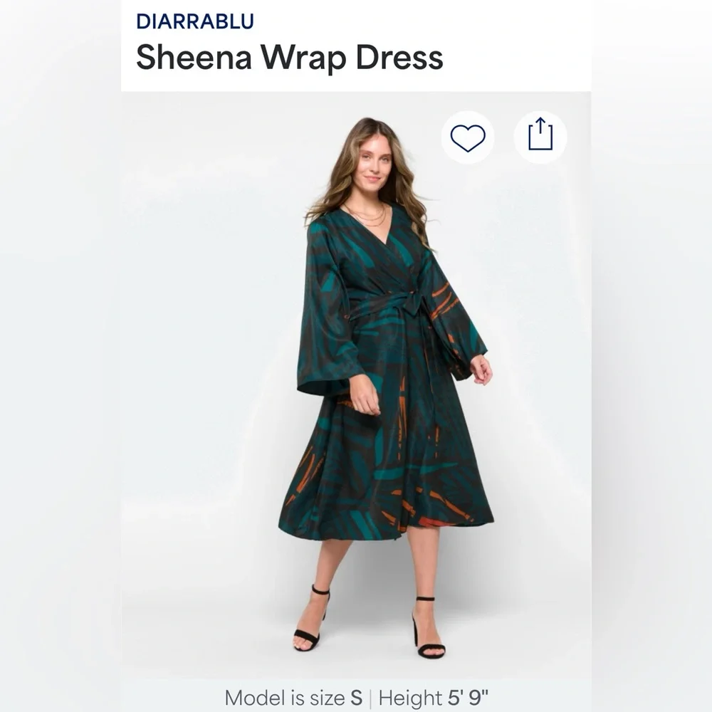 Diarrablu Sheena Wrap Dress in Teal and Orange - Picture 3 of 10